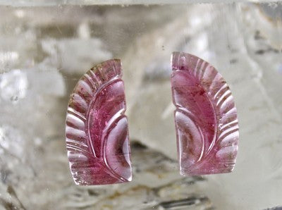 Natural Multi Colour Tourmaline 23.71 Cts Carved Gemstone Pendant Earring