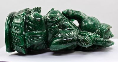 Certified Natural Green Quartz 13565 Ct 8" Lord Ganesha Statue For Home Decor