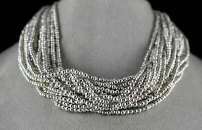 Old Antique 925 Sterling Silver Beads Necklace 705 Ct Designer Bunch