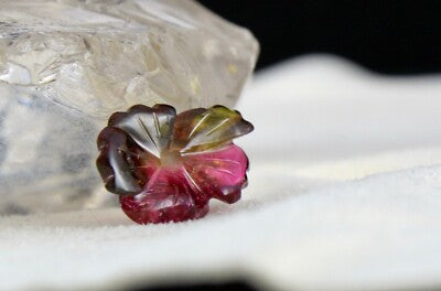 Certified Natural Multi Tourmaline Carved Flower Pendant 10.84 Cts Design