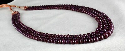 Certified Natural Ruby 410 Cts Round Beaded Necklace For Women