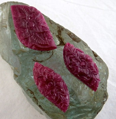 Certified 41x19 Mm African Ruby 83.50ct Carved Gemstone For Earring Pendant