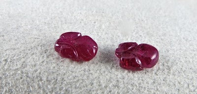 Certified Ruby Engraved Leaves 7.40 Ct Loose Gemstone Pair Earring