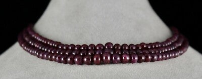 Certified Natural Ruby 410 Cts Round Beaded Necklace For Women