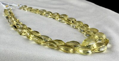 Certified Natural Lemon Quartz 409 Ct Beads Tear Drop Gemstone Necklace