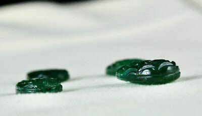 Certified Natural Pear Zambia Emerald 4 Pc 20.98 Ct Engraved Gemstone Set