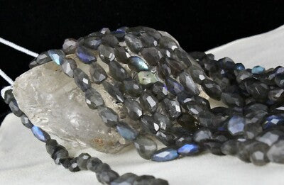 Certified Natural Black Labradorite Faceted Tumble 1782 Ct Gemstone Necklace