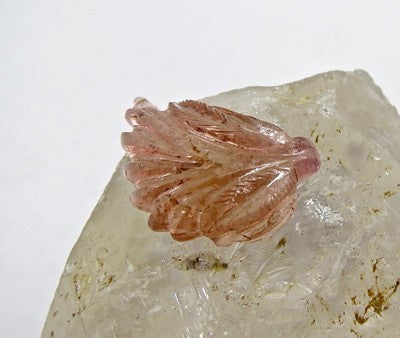 Natural Tourmaline Carved Leaf 14.43 Ct Loose Gemstone For Pendant Or Ring