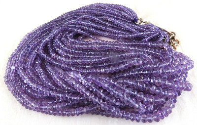Natural Amethyst Beads Faceted Round 705 Ct Sterling Silver Necklace