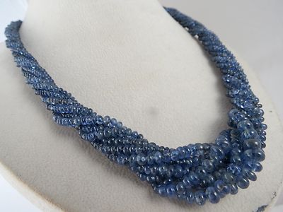 Certified Estate Natural Blue Sapphire Beads 464 Ct Sterling Silver Necklace
