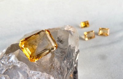 Natural Citrine Octagon Cut Gemstone 33 Ct For Earring Ring Pendant Set