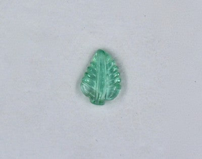 12x9 Mm Natural Colombian Emerald 2.47ct Carved Leaf Gemstone For Ring Pendant