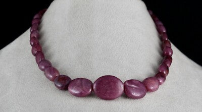 363ct Natural Unheated Ruby Nugget Beads Sterling Silver Necklace