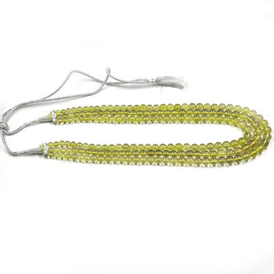Natural Lemon Quartz Beads Necklace 9mm Round 594 Ct Gemstone Fashion For Women