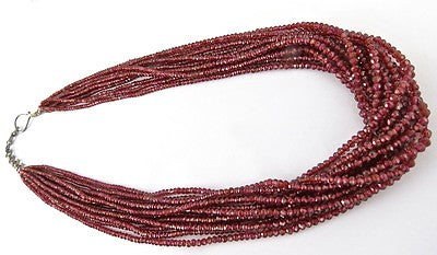 Natural Rhodolite Garnet Necklace Faceted 3mm Round Beads 632 Ct Gemstone L: 12