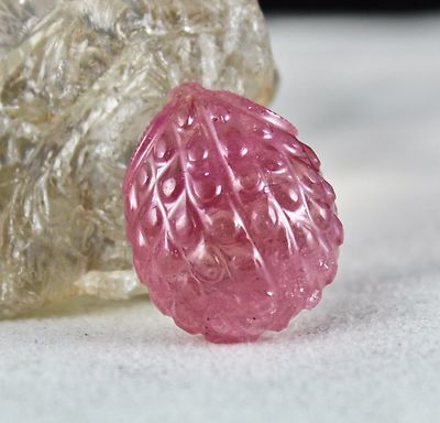 Gtl Certified Natural Pink Tourmaline 57.64 Ct Grapes Carved Gemstone Pendant