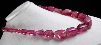 Certified Natural Pink Tourmaline Rubellite Necklace 34mm 1403 Ct Beaded Jewelry