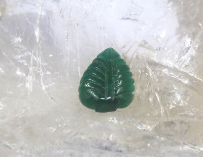 Certified Zambia Green Natural Emerald 5.45 Ct Carved Leaf Gemstone For Ring