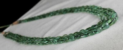 Certified Vintage Natural Emerald Beads Cabochon 376ct Gemstone Necklace