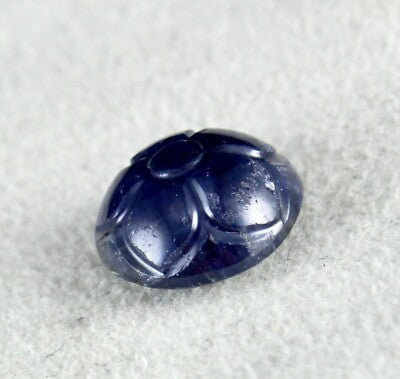 Certified Natural Burma Blue Sapphire 15.60 Ct Carved Round Sterling Silver Ring