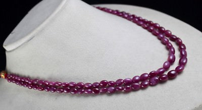 Certified Natural Untreated Ruby 232ct Beads Cabochon Necklace For Women
