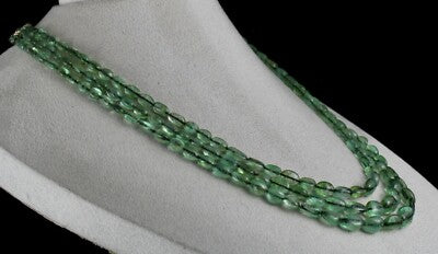 Certified Vintage Natural Emerald Beads Cabochon 376ct Gemstone Necklace