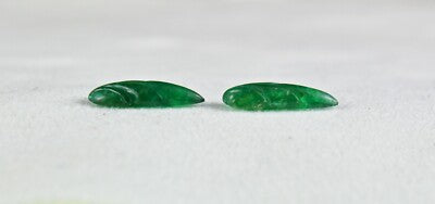 Zambia Natural Emerald Carved Leaves Pair 3.78ct Gemstone Earring Pair