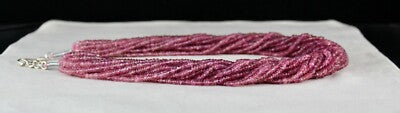 Certified Natural Pink Tourmaline 917ct Beaded Necklace Sterling Silver Clasp