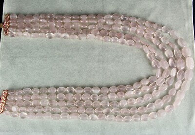 Natural Rose Quartz 1134 Ct Beads Cabochon Fashion Necklace For Women