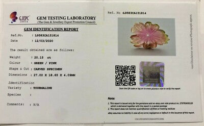 Certified Natural Multi Tourmaline 20.15 Ct Carved Flower Gemstone Loose Pendant