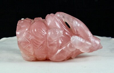 Certified 6" Natural Rose Quartz 10200ct Lord Ganesha Gemstone Statue Figure