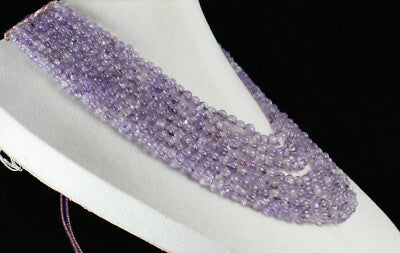 Natural Amethyst Beads Carved Melon Necklace 7l 1024ct Gemstone Antique Fashion