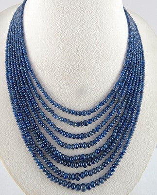 Certified Natural Blue Sapphire 405 Ct Beads Round Vintage Necklace