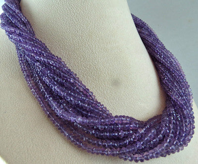 Natural Amethyst Beads Faceted Round 705 Ct Sterling Silver Necklace