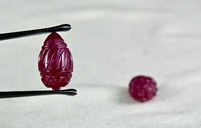 Certified Natural Ruby 20.21 Ct Engraved Drop Pair Loose Gemstone Earrings