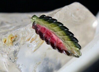Natural Multi Tourmaline 8.30 Cts Carved Leaf Gemstone Pendant Ring Designing