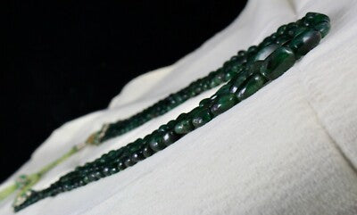 Certified 359 Ct Old Mines Emerald Beads 5 Line Nugget Necklace