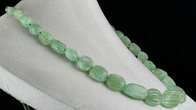 Certified Vintage Natural Emerald Carved 582 Ct Oval 25mm Rare Gemstone Necklace