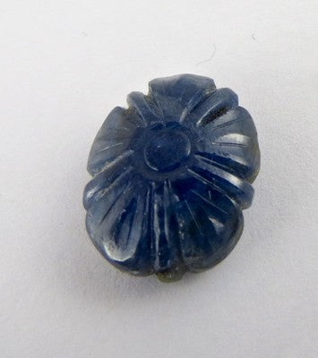 Certified Natural Blue Sapphire Carved Flower 20 Ct Gemstone Ring