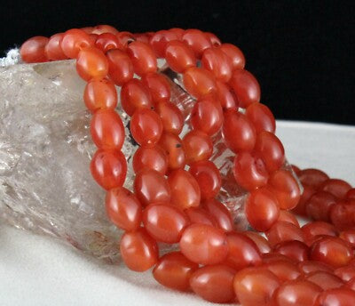 Long 4 Line Red Natural Carnelian Beads 1235 Carats Fashion Necklace