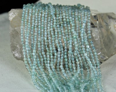 Natural Blue Aquamarine 380 Ct Round Beaded Sterling Silver Necklace