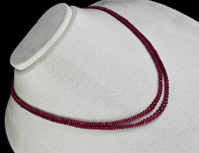 Natural Untreated Ruby Beads Round 120ct 2 Line Gemstone Ladies Necklace
