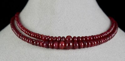 Certified Natural Untreated Ruby Beads Necklace 236ct Round Precious Gemstone