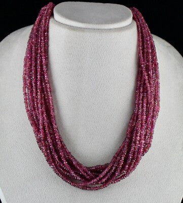 Certified Natural Pink Tourmaline 798 Ct Beaded Necklace Sterling Silver Clasp