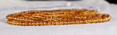 Natural Citrine Necklace Round Beads 6mm Yellow Gemstone 419 Ct Fashion Party
