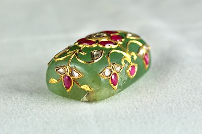 Certified Mughal Colombian Emerald 218ct Ruby Natural Diamond 22k Gold