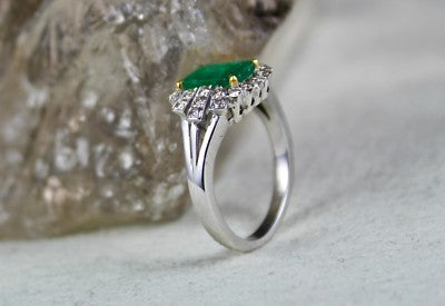 Certified Natural Zambian Emerald 1.67ct Ring 18k Gold Natural Diamond