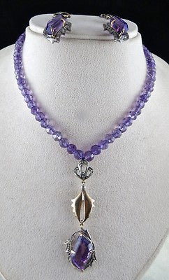 Certified Natural Amethyst 155ct Natural Diamond 18k Gold Sterling Silver Set