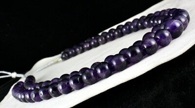 Natural Amethyst Beaded Necklace 2 Line 1705 Carats Big Round Gemstone Strings