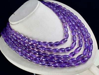 Certified Natural Amethyst 1619 Ct Oval Faceted Beads Fashion Necklace For Women